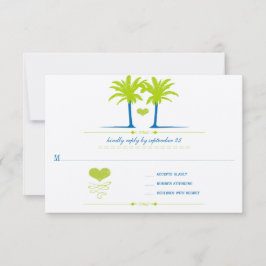 Limoen en Royal Blue Beach Typografie Invite Kaart