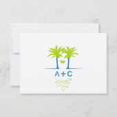 Limoen en Royal Blue Beach Typografie Invite Kaart (Achterkant)