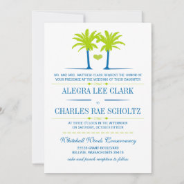 Limoen en Royal Blue Beach Typografie Invite Kaart