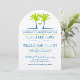 Limoen en Royal Blue Beach Typografie Invite Kaart