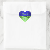 Limoen en Royal Blue Sweet 16 Heart Shaped Sticker (Tas)