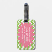 Limoen en Roze Chevron Zigzag Bagagelabel (Achterkant verticaal)