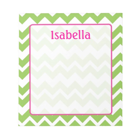 Limoen en Roze Chevron Zigzag Notitieblok (Voorkant)