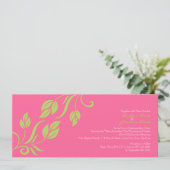 Limoen en roze Floral Leaves Wedding Invitation Kaart (Staand voorkant)
