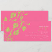 Limoen en roze Floral Leaves Wedding Invitation Kaart (Voorkant / Achterkant)