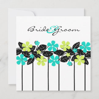 Limoen en Turqouise Floral Wedding Invitation Kaart