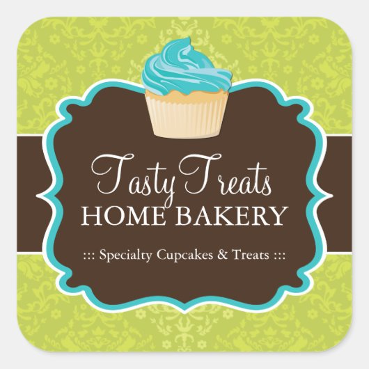 Limoen en Turquoise Bakkerij Verpakking Stickers (Voorkant)