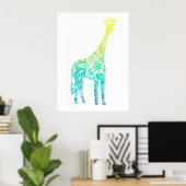 Limoen- en Turquoise-Giraffe Poster (Thuiskantoor)