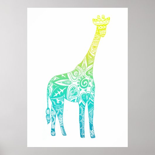Limoen- en Turquoise-Giraffe Poster (Voorkant)
