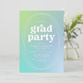 Limoen- en Turquoise Gradient Graduation Party Kaart (Staand voorkant)