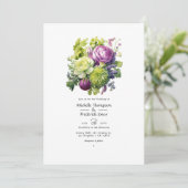 Limoen en Violet Bloemenbruiloft Kaart (Staand voorkant)