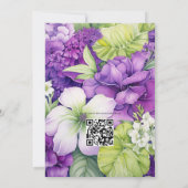 Limoen en Violet Bloemenbruiloft Kaart (Achterkant)
