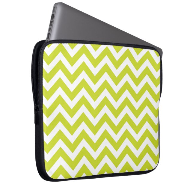 Limoen- en White Chevron Design Laptop Sleeve (Voorkant Rechts)