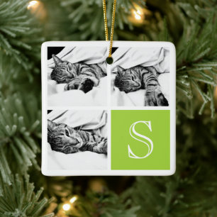 Limoen en White Instagram Photo Collage Monogram Keramisch Ornament
