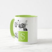 Limoen en White Instagram Photo Collage Monogram Mok (Voorkant links)