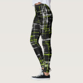 limoen en wit op zwart abstract kriskras leggings (Links)