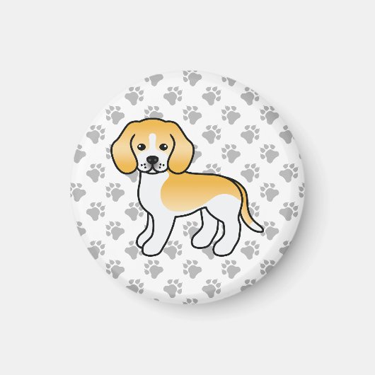 Limoen En Witte Beagle Schattige Cartoon Hond Magneet (Voorkant)
