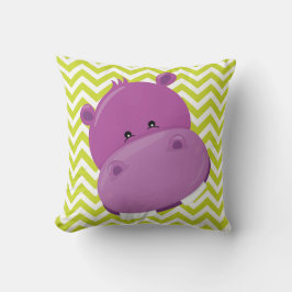 Limoen en witte Chevron Paarse Hippo kussen