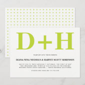 Limoen en witte initialen dikke typografie bruilof kaart (Voorkant / Achterkant)