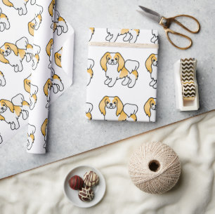 Limoen En Witte Japanse Chin Cartoon Hond Patroon Cadeaupapier