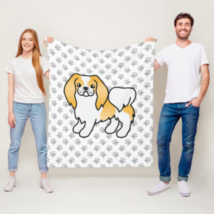 Limoen En Witte Japanse Chin Cartoon Hond & Pootje Fleece Deken