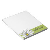 Limoen en Witte Whimsical Daisy met aangepaste tek Notitieblok (Schuin)