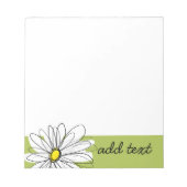 Limoen en Witte Whimsical Daisy met aangepaste tek Notitieblok (Voorkant)