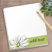 Limoen en Witte Whimsical Daisy met aangepaste tek Notitieblok