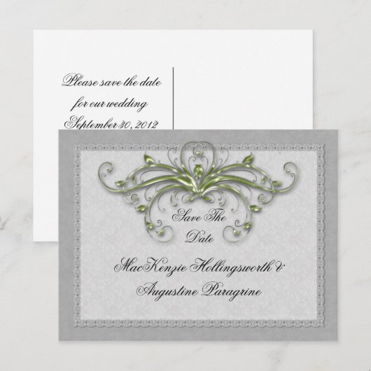 Limoen en zilveren versierde wervelingen redden de aankondigingskaart (Voorkant / Achterkant)