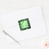 Limoen en Zwart 1,5" Vierkante Bat Mitzvah Sticker (Envelop)