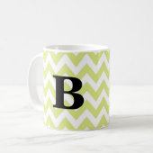 Limoen en zwarte Chevron Monogram Mok (Voorkant links)