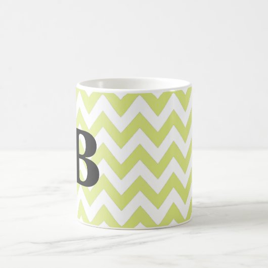 Limoen en zwarte Chevron Monogram Mok (Center)