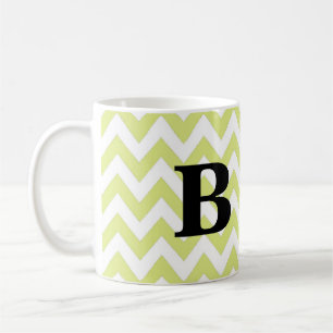 Limoen en zwarte Chevron Monogram Mok