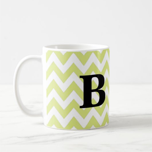 Limoen en zwarte Chevron Monogram Mok (Links)
