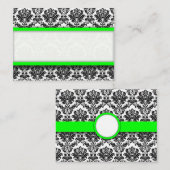 Limoen en Zwarte Damast Place Kaarthouder Plaatskaartje (Voorkant / Achterkant)