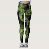 Limoen en zwarte Leggings (Voorkant)