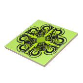 Limoen en zwarte Retro-Tegels Tegeltje (Zijkant)