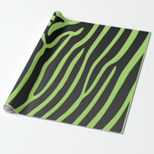 Limoen- en Zwarte Zebra Stripes — Dierafdrukken Cadeaupapier