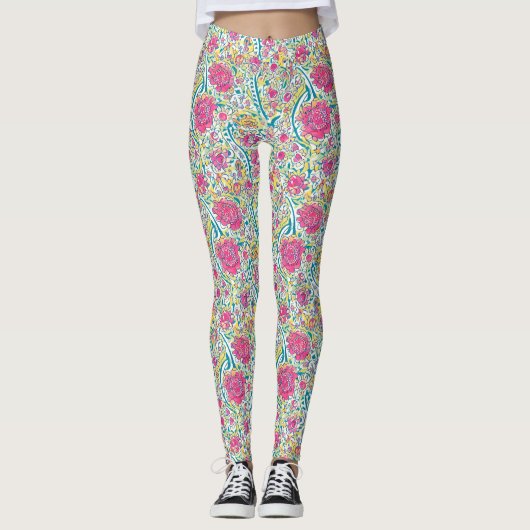 Limoen Floral Arabic Pattern Leggings (Voorkant)