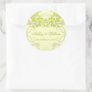 Limoen Floral Flourish Wedding Party Favor Ronde Sticker