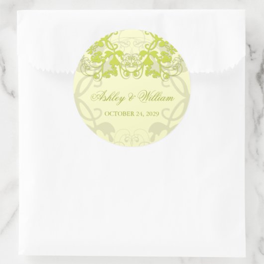 Limoen  Floral Flourish Wedding Party Favor Ronde Sticker (Tas)