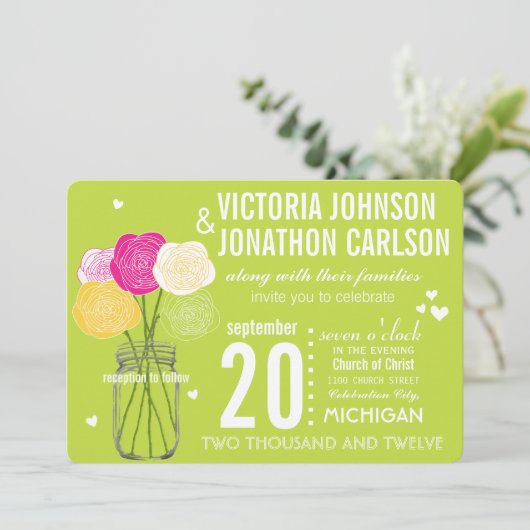 Limoen Foto Ranunculus Roos ModernTypografie Kaart (Staand voorkant)