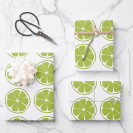 Limoen Fruit Groen Limoen Patroon Inpakpapier Vel