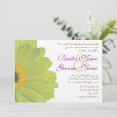 Limoen & Fuchsia Gerber Daisy Wedding Invitation Kaart (Staand voorkant)