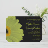 Limoen & Fuchsia Gerber Daisy Wedding Invitation Kaart (Staand voorkant)