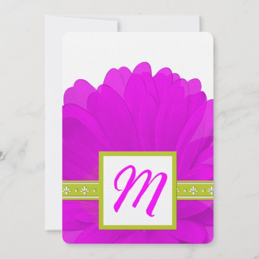 Limoen & Fuchsia Gerber Daisy Wedding Invitation Kaart (Achterkant)