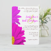 Limoen & Fuchsia Gerber Daisy Wedding Invitation Kaart (Staand voorkant)