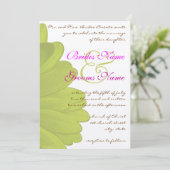 Limoen & Fuchsia Gerber Daisy Wedding Invitation Kaart (Staand voorkant)