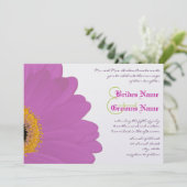 Limoen & Fuchsia Gerber Daisy Wedding Invitation Kaart (Staand voorkant)