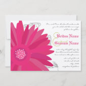 Limoen & Fuchsia Gerber Daisy Wedding Invitation Kaart (Voorkant)